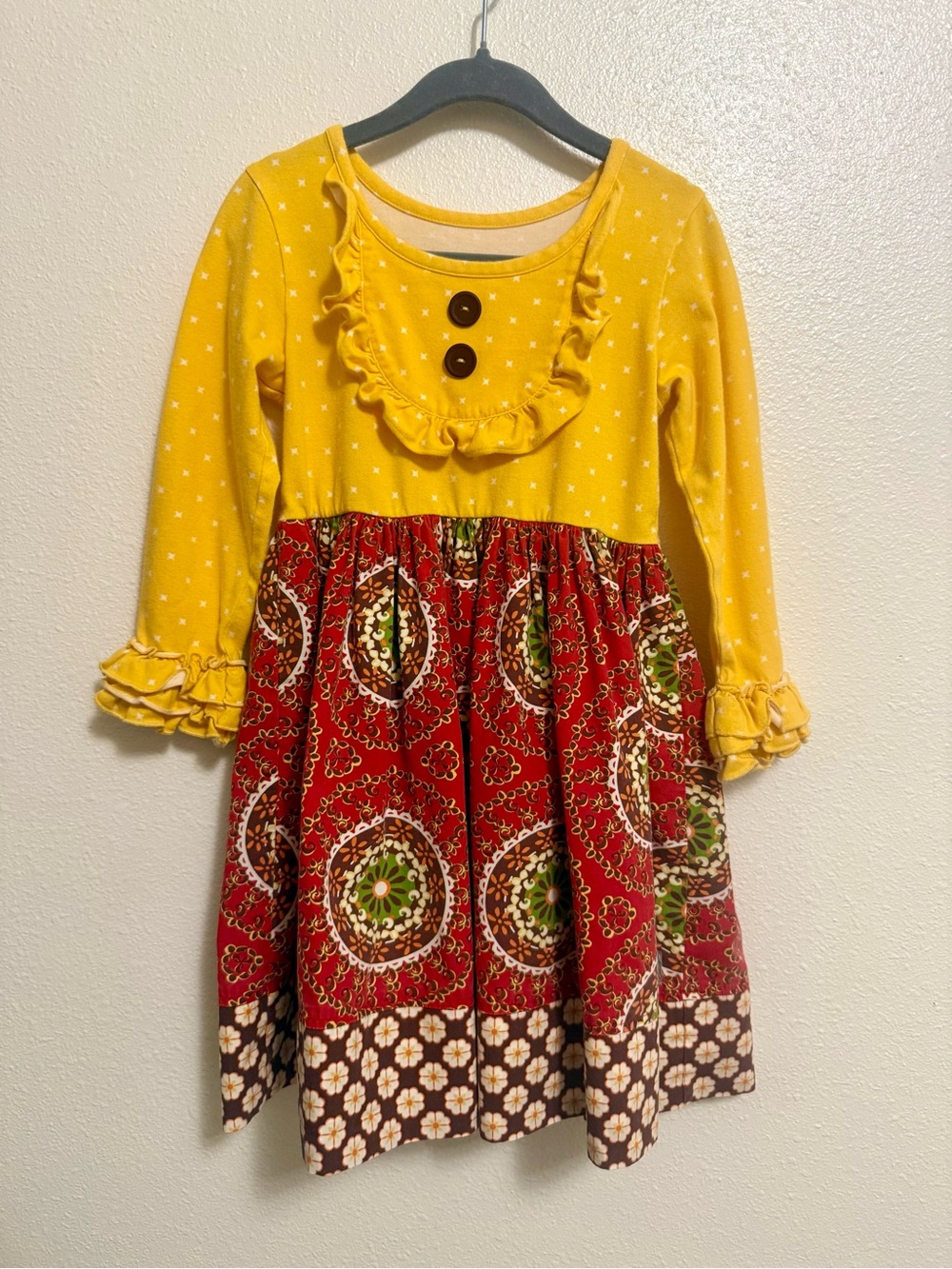 🌼 Eleanor Rose Long‑Sleeve Dress – Size 4–5T – Excellent Condition